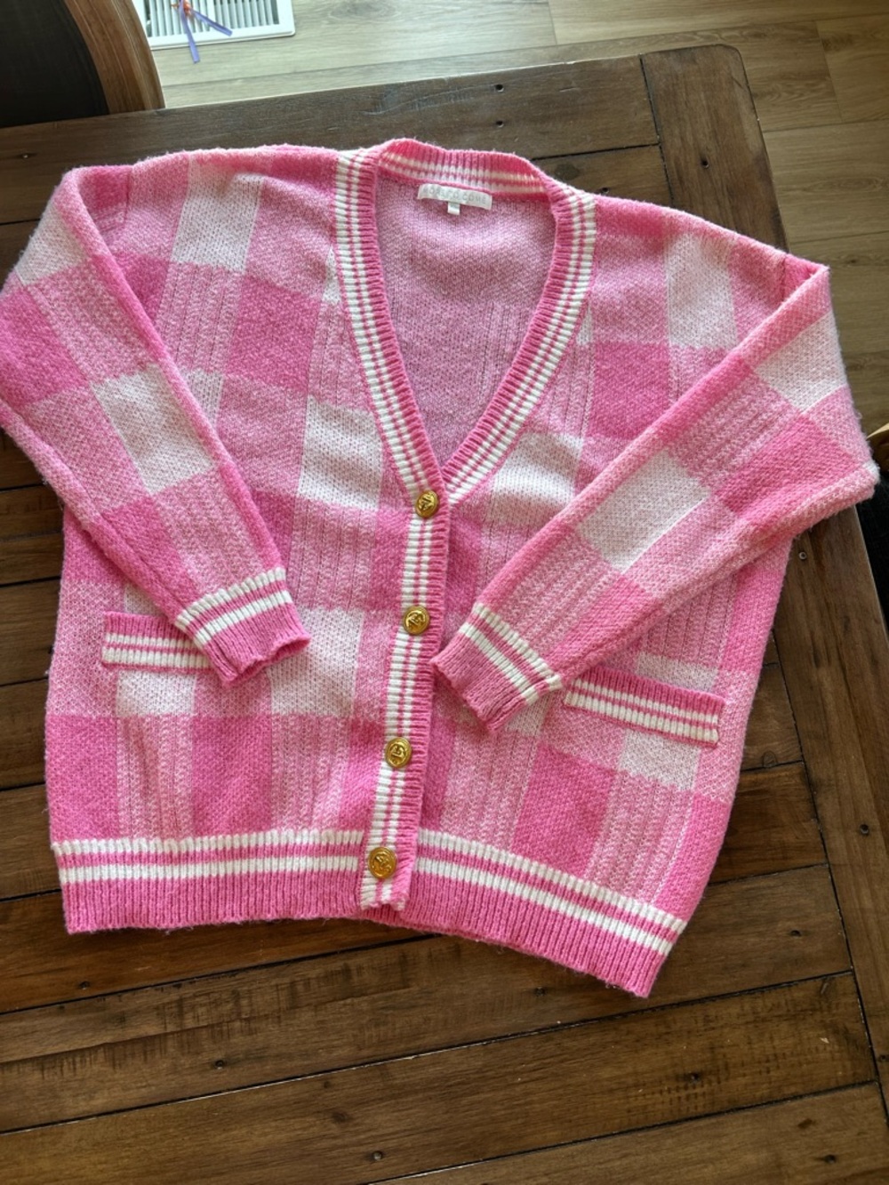 More to Come Revolve Bonnie Pink Plaid Cardigan Sweater XS - Picture 5 of 12